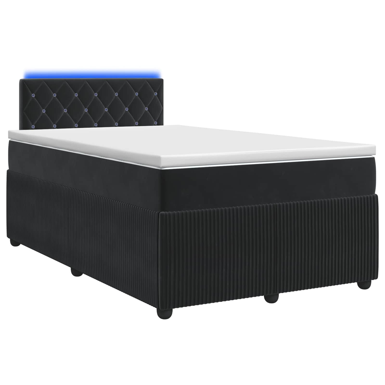 Boxmadras seng med topmadras og justerbar hovedgavl 120 x 190 cm sort fløjl
