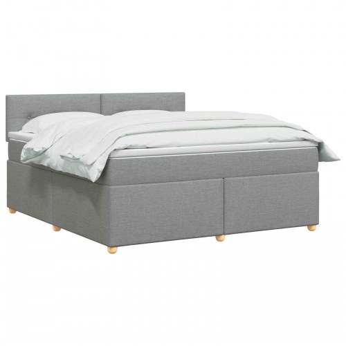 Boxspring seng med madras og topmadras 140 x 200 cm - lysegrå stof