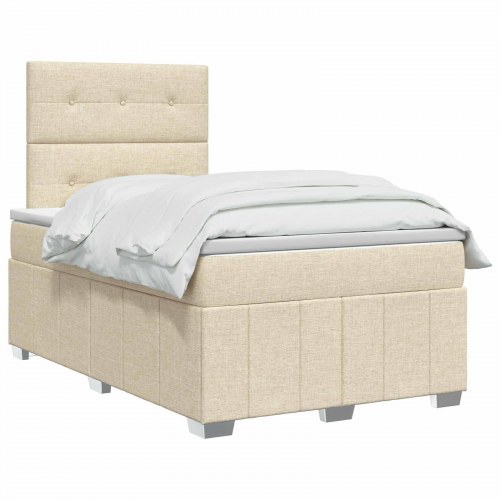 Boksmadras seng med topmadras 120 x 200 cm i cremefarvet stof