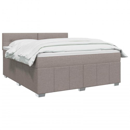 Boxmadras seng med topmadras og LED gråbrun 140 x 190 cm