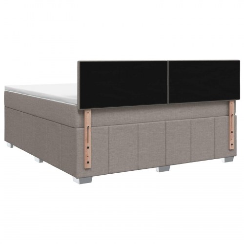 Boxmadras seng med topmadras og LED gråbrun 140 x 190 cm