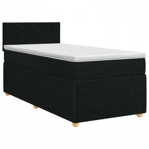 Boxmadras med topmadras og justerbar hovedgærde 100 x 200 cm sort