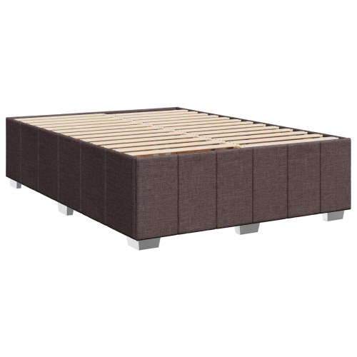 Boxmadras seng med topmadras og LED 140 x 190 cm mørk brun stof