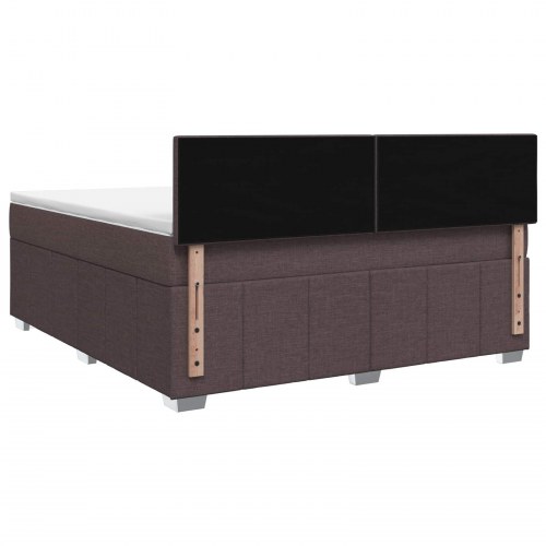 Boxmadras seng med topmadras og LED 140 x 190 cm mørk brun stof