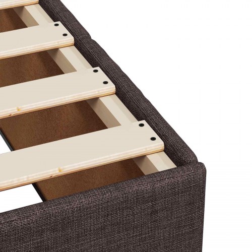 Boxmadras seng med topmadras og LED 140 x 190 cm mørk brun stof