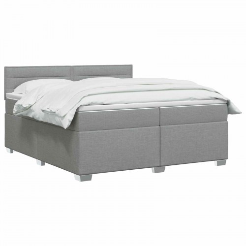 Boksmadras med topmadras 200 x 200 cm lysegrå stof