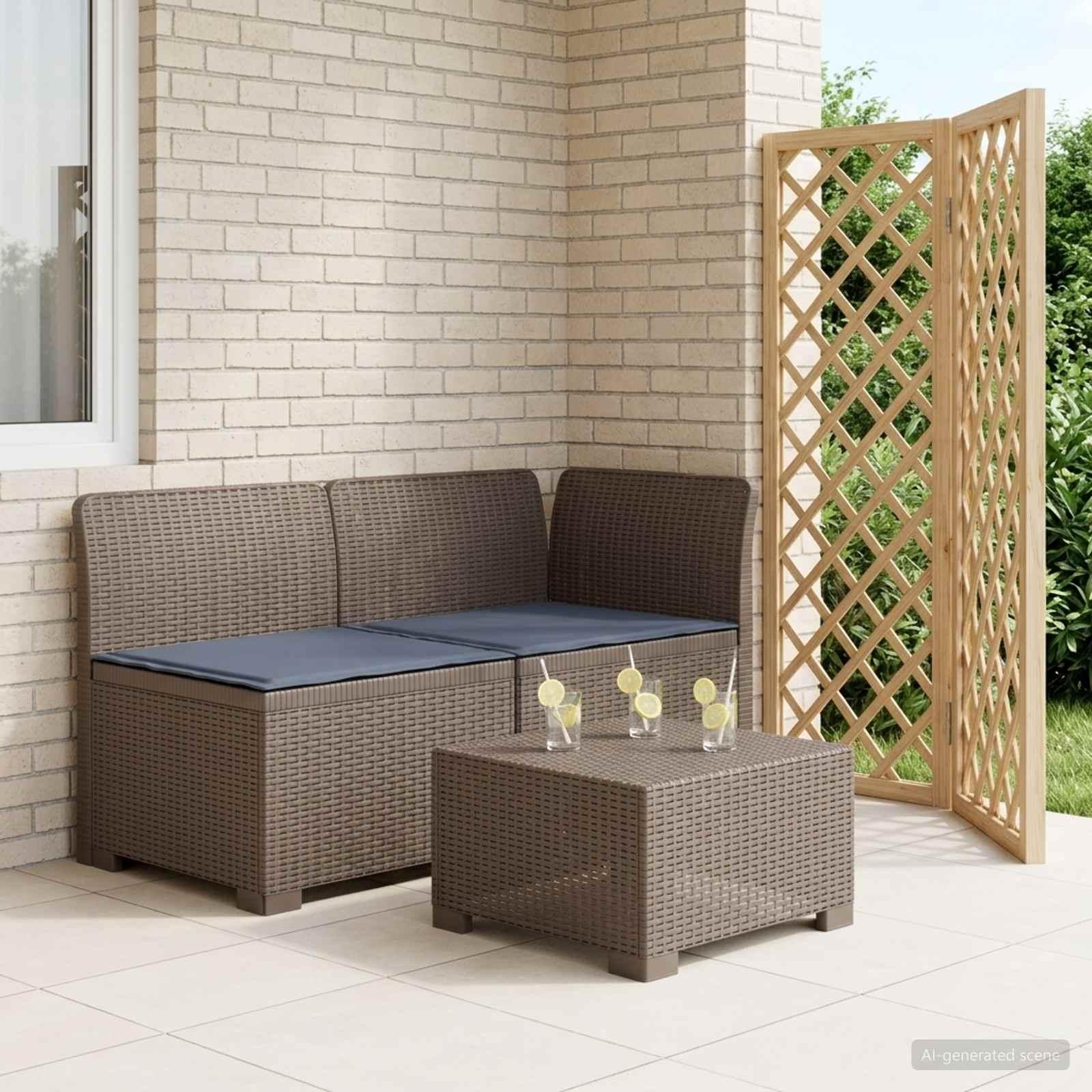 vidaXL 2-personers Havemøbelsofa med Pudefyld Rattan Look PP Lysegrå