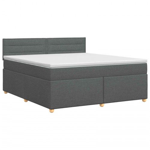 Boxspring seng med topmadras 140 x 200 cm mørkegrå stof