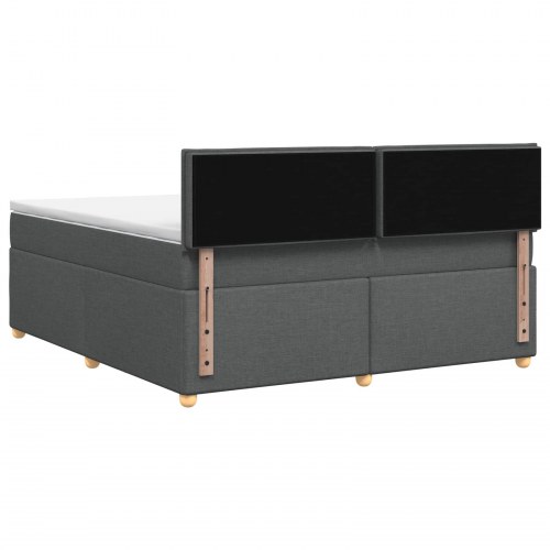 Boxspring seng med topmadras 140 x 200 cm mørkegrå stof