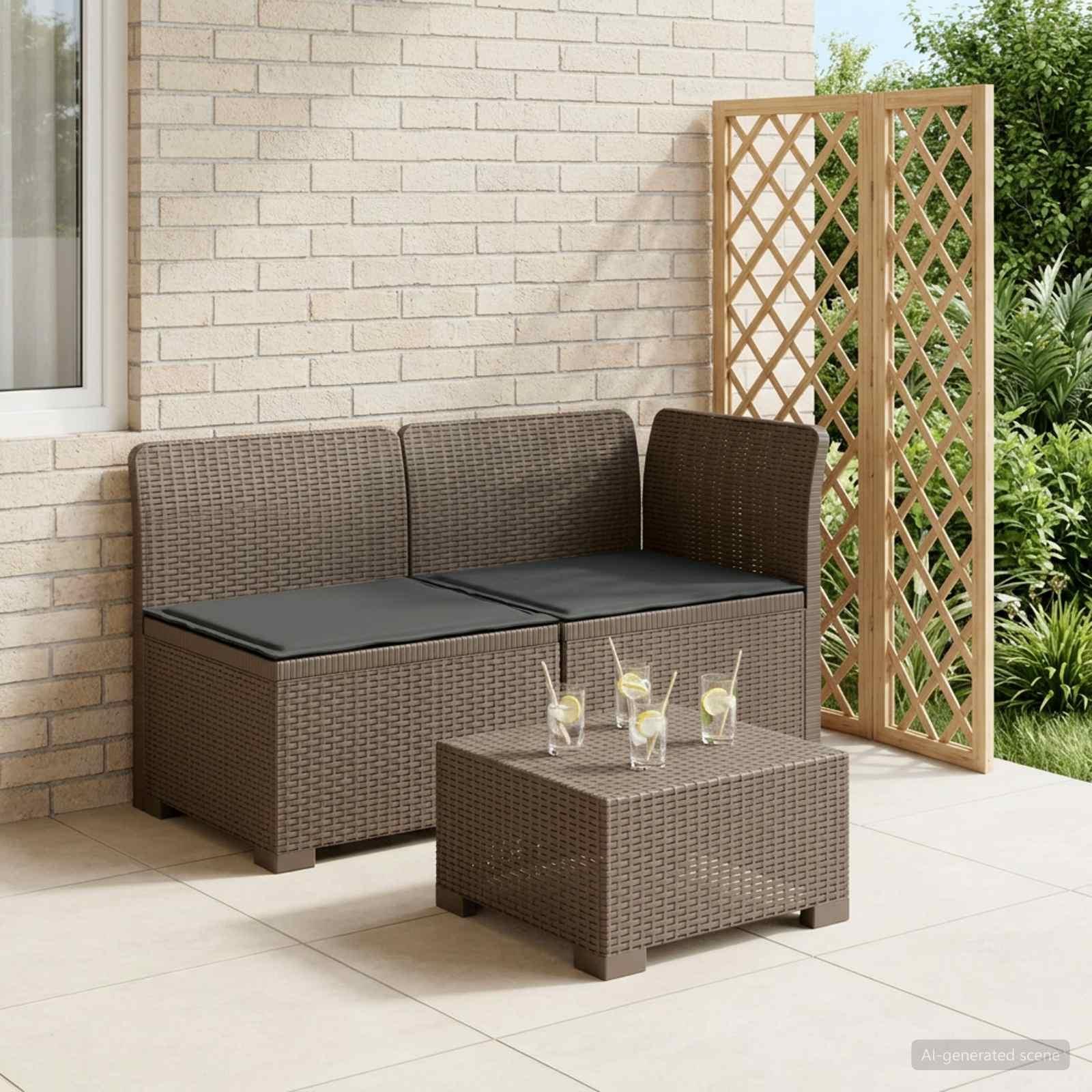 vidaXL 2-personers Havemøbelsofa med Pudefyld Rattan Look PP Lysegrå