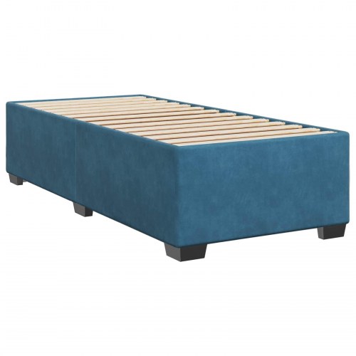 Boksmadras med topmadras og justerbart hovedgærde 100 x 200 cm blå fløjl