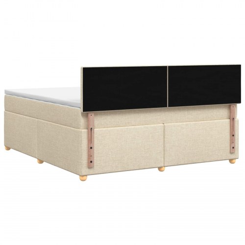 Boxmadras med topmadras og justerbar hovedgavl cremefarvet 140 x 190 cm