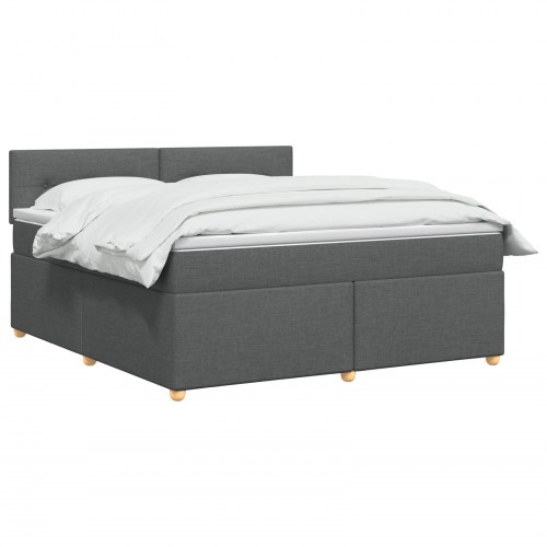 Boxspring seng med topmadras mørkegrå 140 x 190 cm stof