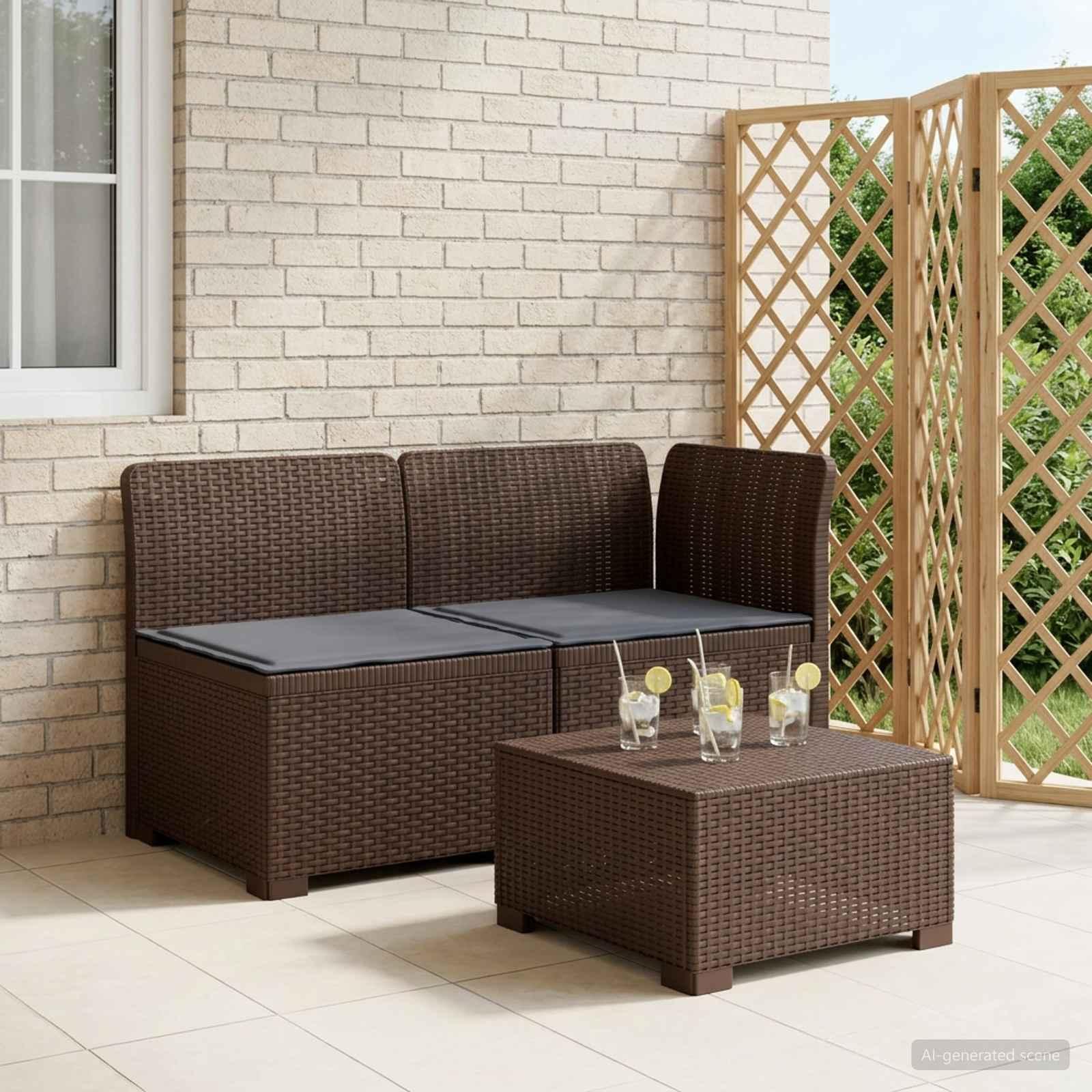 vidaXL 2-personers Havemøbelsofa med Pudefyld Rattan Look PP Brun