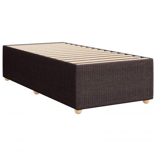 Boxmadras med topmadras 90 x 200 cm - mørk brun stof med justerbar sengegavl