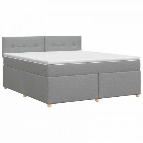 Boxspring seng med medium fast madras og topmadras 140 x 190 cm lysegrå stof