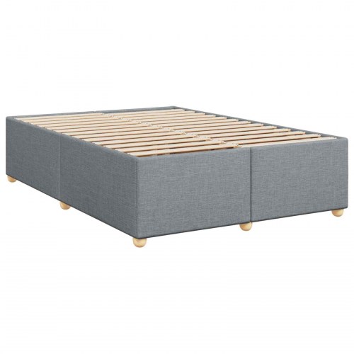 Boxspring seng med medium fast madras og topmadras 140 x 190 cm lysegrå stof