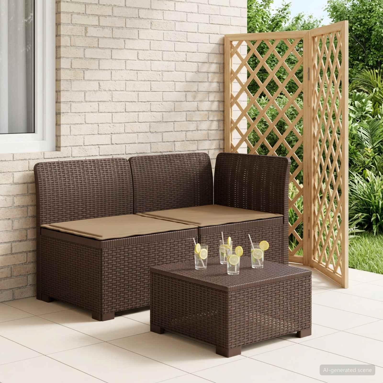 vidaXL 2-personers Havemøbelsofa med Pudefyld Rattan Look PP Brun