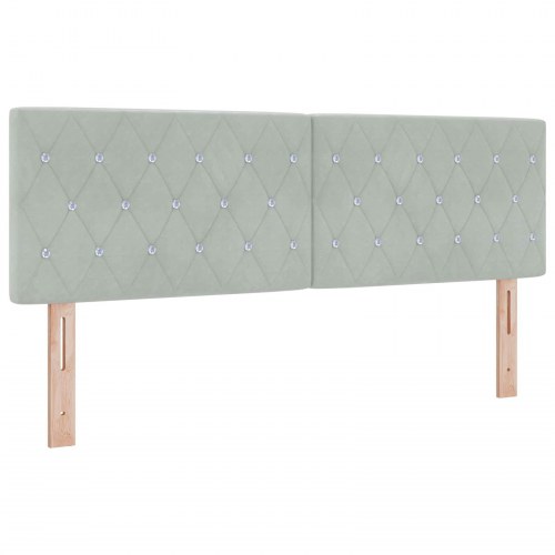 Ottoman seng med madras og LED i lysegrå velour 140 x 190 cm