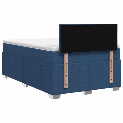 Boxmadras seng med topmadras og justerbart hovedgærde med LED - blå 120 x 200 cm