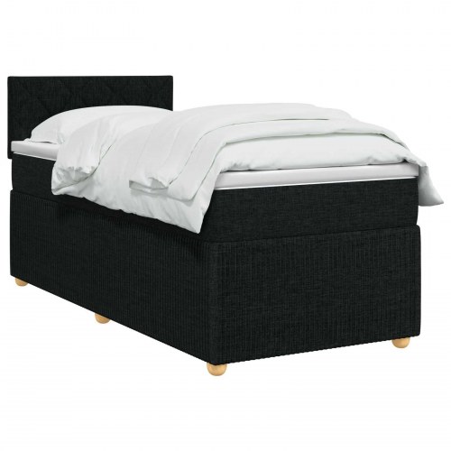 Boxmadras med topmadras og justerbar sengegavl 90 x 200 cm - sort stof