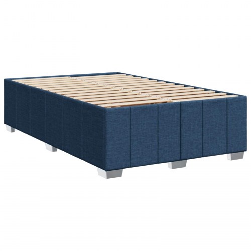Boksmadras seng med topmadras og justerbar hovedgavl 120 x 190 cm blå stof