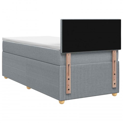 Kontinentalseng med topmadras og justerbar sengegavl 90 x 200 cm lysegrå stof