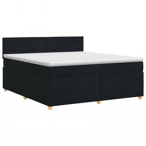 Kontinentalseng med topmadras og hovedgærde 140 x 190 cm - sort stof