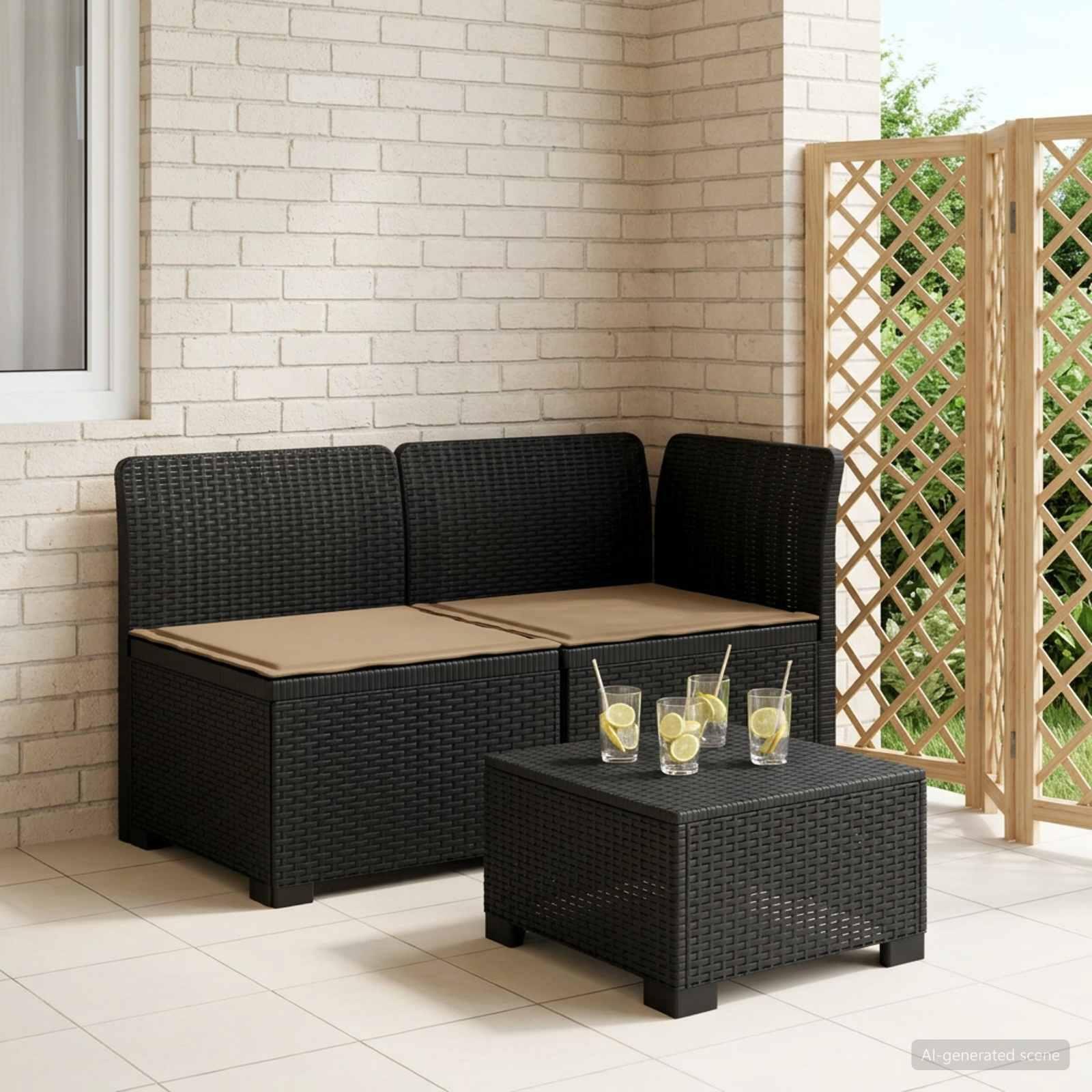 vidaXL 2-personers Havemøbelsofa med Pudefyld Rattan Look PP Antracit