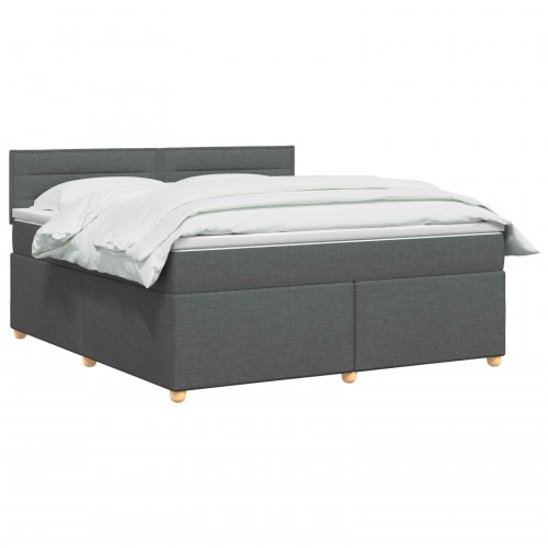 Boxspring seng med topmadras 140 x 190 cm mørkegrå stof
