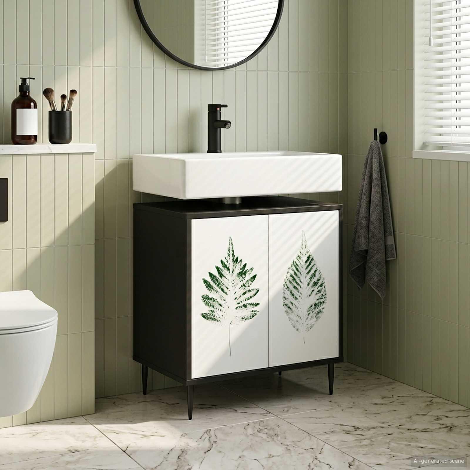 vidaXL Badeværelsesskab HANAU Sort eg 60 x 40 x 61 cm Konstrueret træ