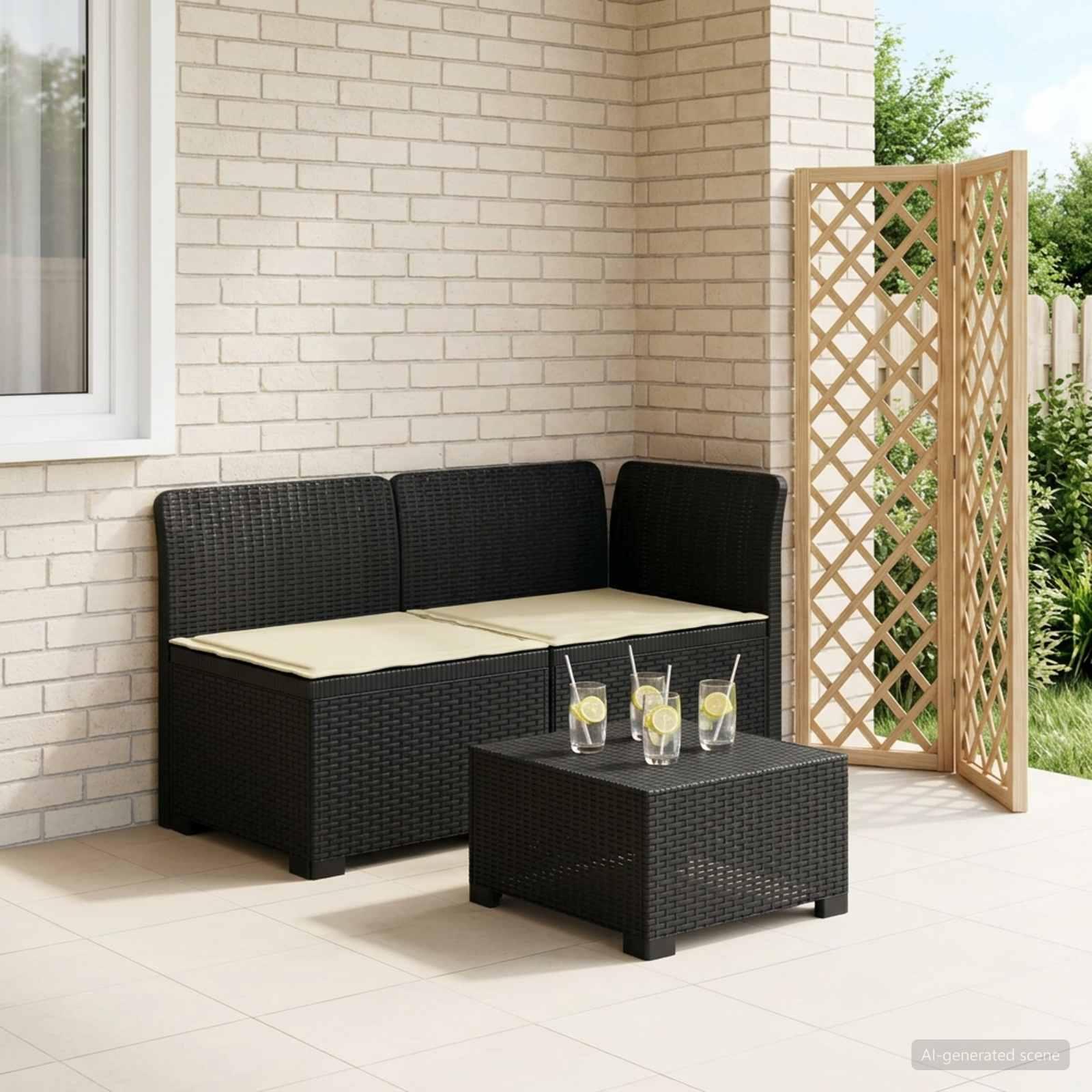 vidaXL 2-personers Havemøbelsofa med Pudefyld Rattan Look PP Antracit