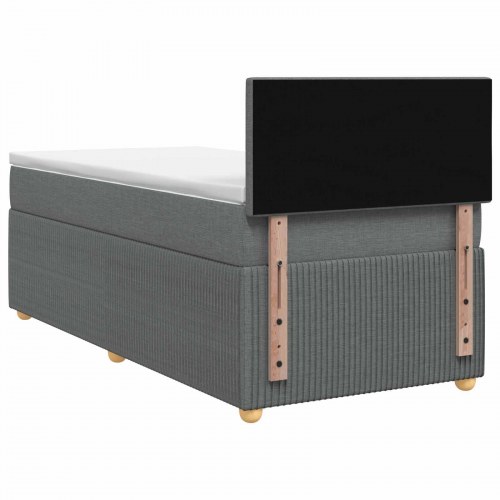 Madras med topmadras og justerbar sengegavl 90 x 200 cm mørkegrå stof