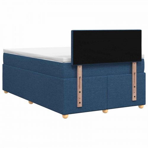 Boxmadras med topmadras og hovedgærde 120 x 200 cm - blå