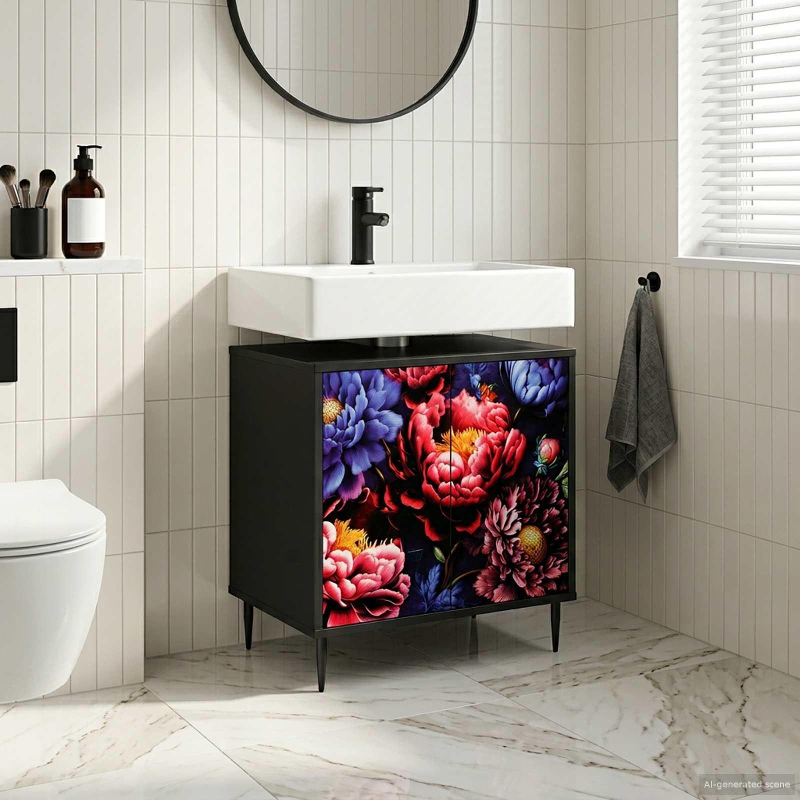 vidaXL Badeværelsesskab KIEL Sort eg 60 x 40 x 61 cm Konstrueret træ