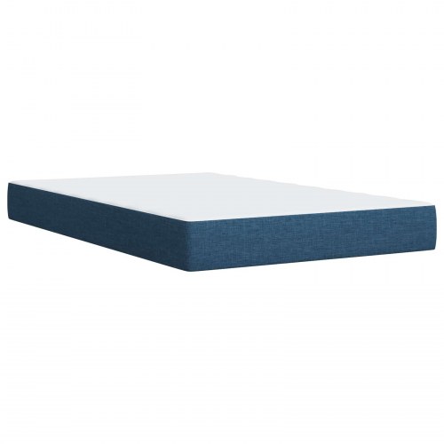 Ottoman seng med opbevaring, madras og LED 120 x 200 cm - blå stof