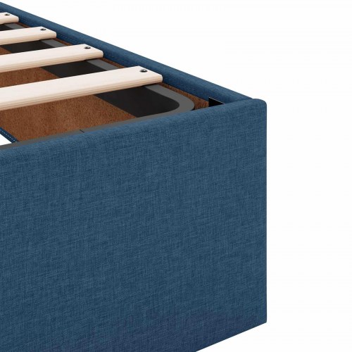 Ottoman seng med opbevaring, madras og LED 120 x 200 cm - blå stof