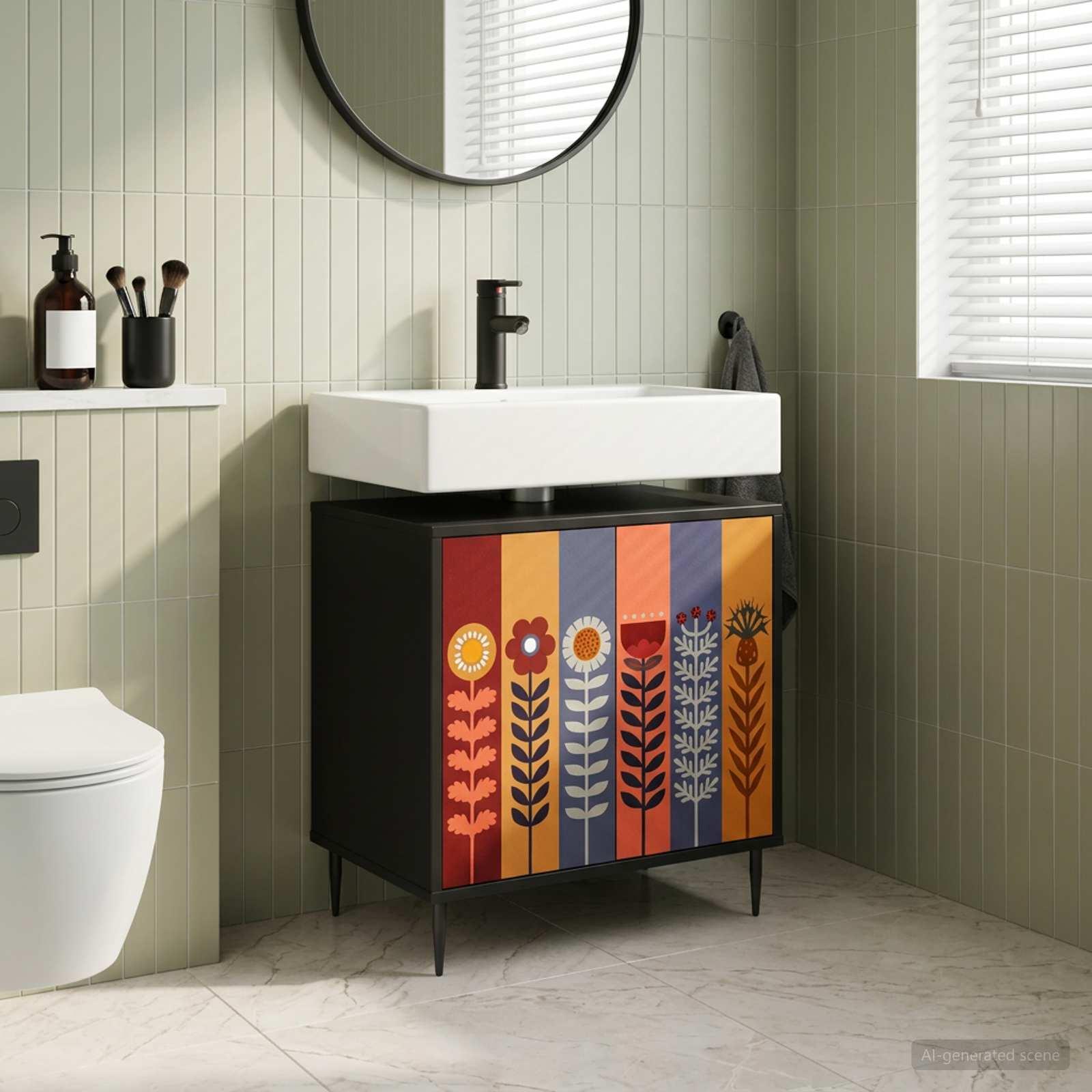 vidaXL Badeværelsesskab ESSEN Sort eg 60 x 40 x 61 cm Konstrueret træ