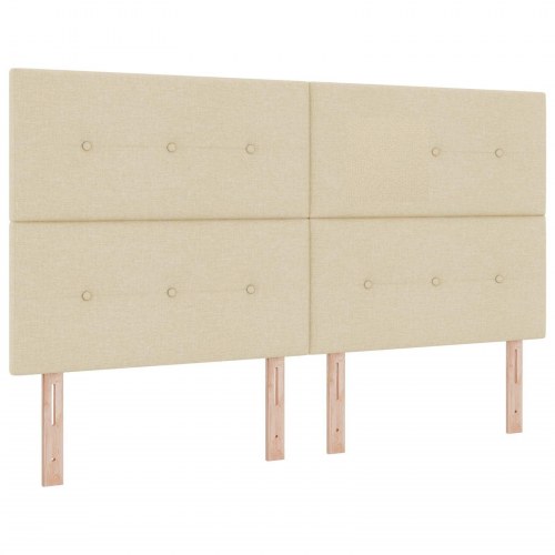 LED opbevaringsseng med madras 180 x 200 cm i cremefarvet stof