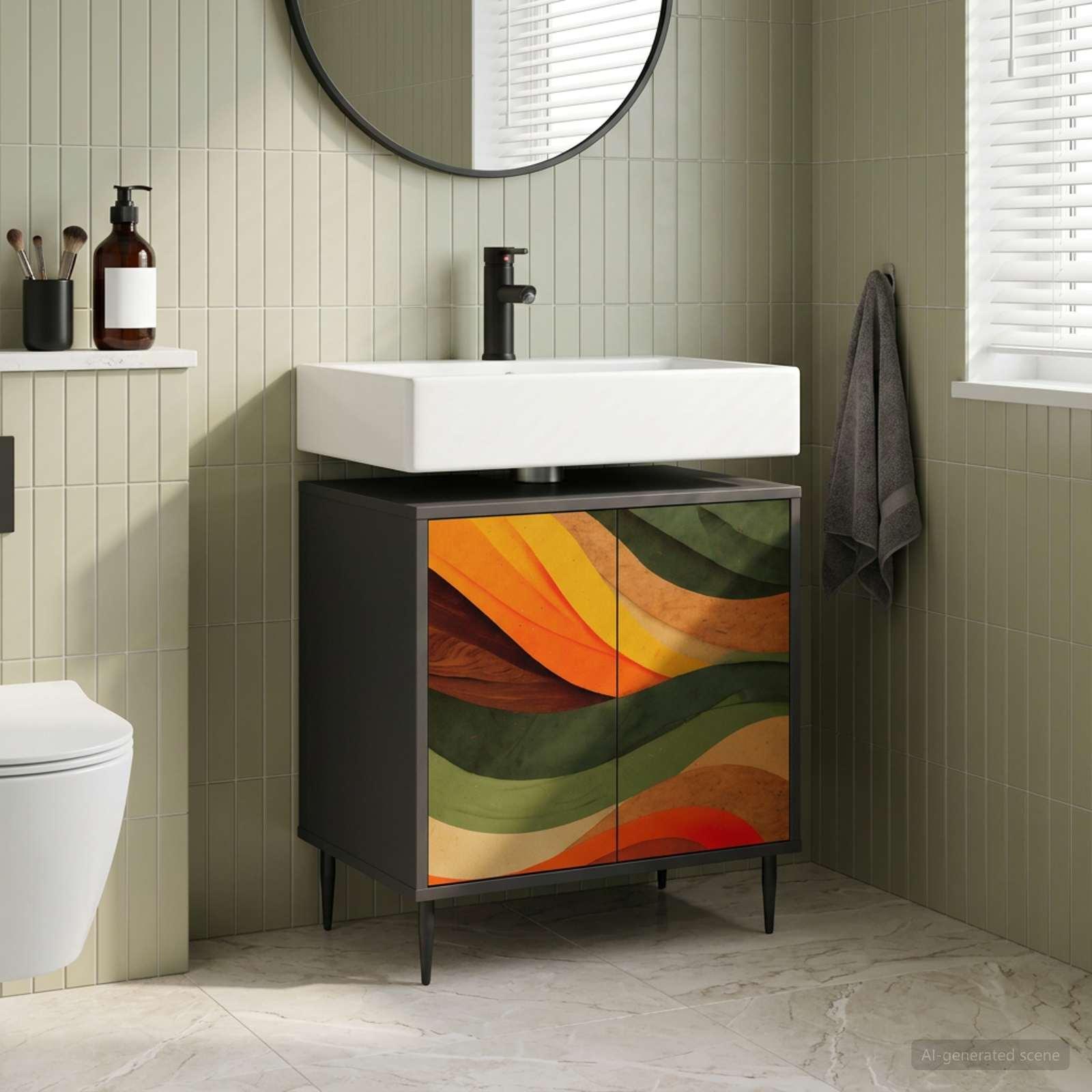 vidaXL Badeværelsesskab BONN Sort eg 60 x 40 x 61 cm Konstrueret træ