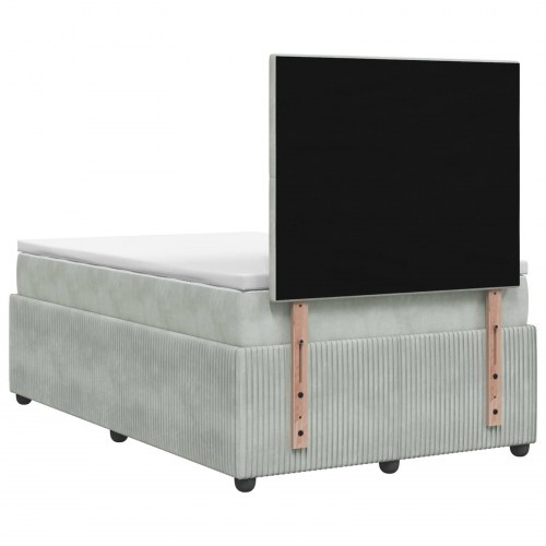 Boxmadras seng med madras og topmadras 120 x 200 cm i lysegrå fløjl