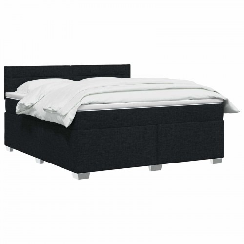 Boksmadras med topmadras og hovedgærde 160 x 200 cm - sort stof