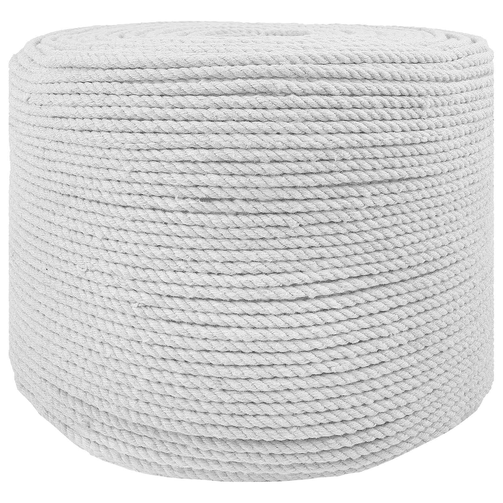 vidaXL Bomulds Snor 6 mm 50 m Hvid 100% Bomuld