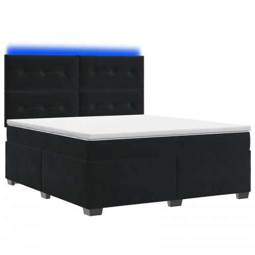Boxmadras seng med topmadras og justerbart hovedgærde 140 x 190 cm - sort fløjl