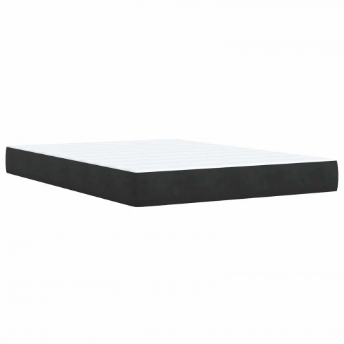 Boxmadras seng med topmadras og justerbart hovedgærde 140 x 190 cm - sort fløjl