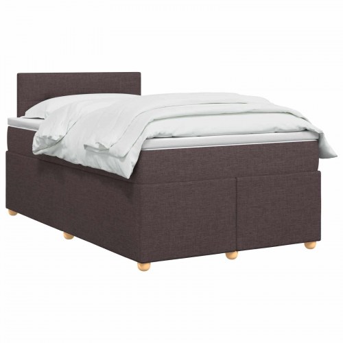 Boxspring seng med topmadras 120 x 200 cm i mørk brun stof