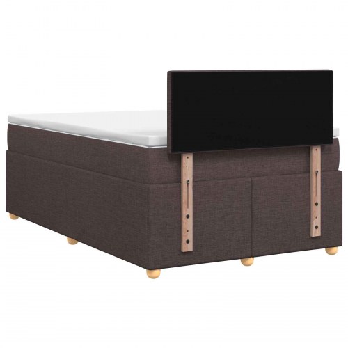 Boxspring seng med topmadras 120 x 200 cm i mørk brun stof