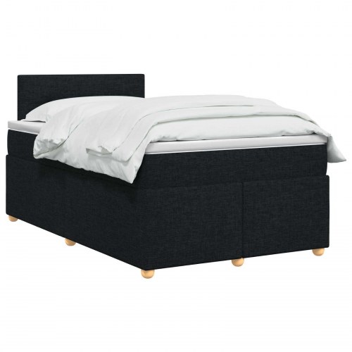 Boxmadras med topmadras og justerbar hovedgavl 120 x 200 cm - sort stof
