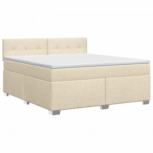 Boksmadras med topmadras 140 x 200 cm cremefarvet stof