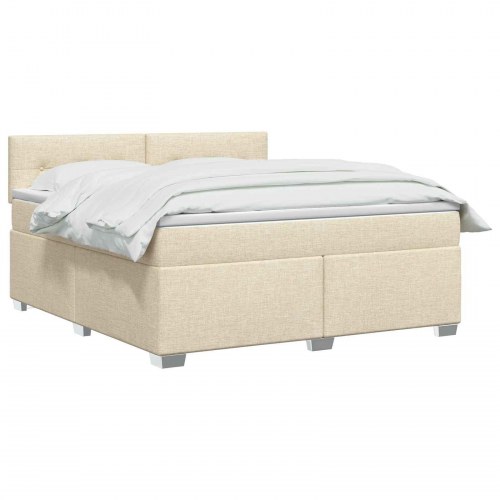 Boksmadras med topmadras 140 x 200 cm cremefarvet stof